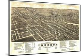 Jackson, Michigan - Panoramic Map-Lantern Press-Mounted Art Print