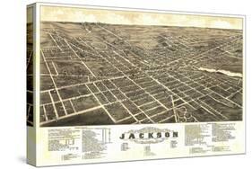 Jackson, Michigan - Panoramic Map-Lantern Press-Stretched Canvas