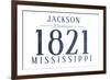 Jackson, Mississippi - Established Date (Blue)-Lantern Press-Framed Art Print