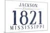 Jackson, Mississippi - Established Date (Blue)-Lantern Press-Mounted Art Print