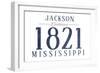 Jackson, Mississippi - Established Date (Blue)-Lantern Press-Framed Art Print