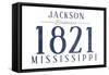 Jackson, Mississippi - Established Date (Blue)-Lantern Press-Framed Stretched Canvas