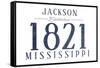 Jackson, Mississippi - Established Date (Blue)-Lantern Press-Framed Stretched Canvas