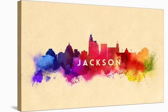 Jackson, Mississippi - Skyline Abstract-Lantern Press-Stretched Canvas