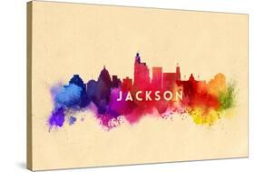 Jackson, Mississippi - Skyline Abstract-Lantern Press-Stretched Canvas