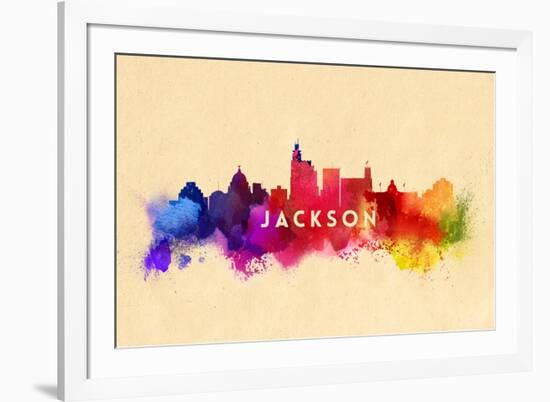 Jackson, Mississippi - Skyline Abstract-Lantern Press-Framed Art Print