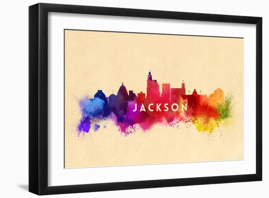 Jackson, Mississippi - Skyline Abstract-Lantern Press-Framed Art Print