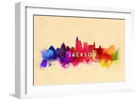 Jackson, Mississippi - Skyline Abstract-Lantern Press-Framed Art Print