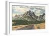 Jackson-Moran Highway, Grand Teton-null-Framed Art Print