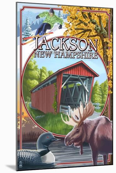 Jackson, New Hampshire Montage-Lantern Press-Mounted Art Print