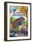 Jackson, New Hampshire Montage-Lantern Press-Framed Art Print