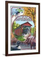Jackson, New Hampshire Montage-Lantern Press-Framed Art Print
