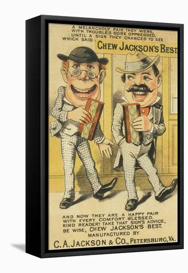 Jackson's Best Chew Advertisement, Happy Pair of Men - Petersburg, VA-Lantern Press-Framed Stretched Canvas