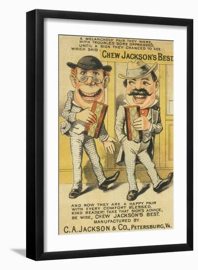 Jackson's Best Chew Advertisement, Happy Pair of Men - Petersburg, VA-Lantern Press-Framed Art Print