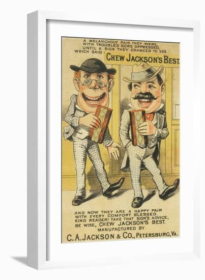 Jackson's Best Chew Advertisement, Happy Pair of Men - Petersburg, VA-Lantern Press-Framed Art Print