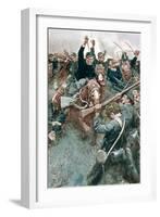 Jackson's Brigade Standing Like a Stone Wall Before the Federal Onslaught at Bull Run-Howard Pyle-Framed Giclee Print