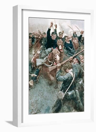 Jackson's Brigade Standing Like a Stone Wall Before the Federal Onslaught at Bull Run-Howard Pyle-Framed Giclee Print