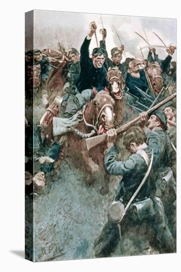 Jackson's Brigade Standing Like a Stone Wall Before the Federal Onslaught at Bull Run-Howard Pyle-Stretched Canvas
