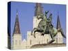 Jackson Square, St. Louis Cathedral, New Orleans, Louisiana, USA-Charles Bowman-Stretched Canvas