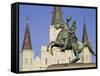 Jackson Square, St. Louis Cathedral, New Orleans, Louisiana, USA-Charles Bowman-Framed Stretched Canvas
