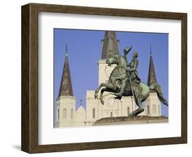 Jackson Square, St. Louis Cathedral, New Orleans, Louisiana, USA-Charles Bowman-Framed Photographic Print