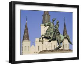 Jackson Square, St. Louis Cathedral, New Orleans, Louisiana, USA-Charles Bowman-Framed Photographic Print