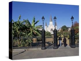 Jackson Square, St. Louis Cathedral, New Orleans, Louisiana, USA-Bruno Barbier-Stretched Canvas