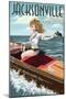 Jacksonville Beach, Florida - Boating Pinup Girl-Lantern Press-Mounted Art Print