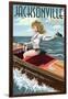 Jacksonville Beach, Florida - Boating Pinup Girl-Lantern Press-Framed Art Print