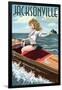 Jacksonville Beach, Florida - Boating Pinup Girl-Lantern Press-Framed Art Print