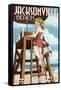 Jacksonville Beach, Florida - Lifeguard Pinup Girl-Lantern Press-Framed Stretched Canvas