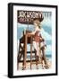 Jacksonville Beach, Florida - Lifeguard Pinup Girl-Lantern Press-Framed Art Print