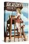 Jacksonville Beach, Florida - Lifeguard Pinup Girl-Lantern Press-Stretched Canvas