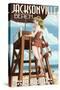 Jacksonville Beach, Florida - Lifeguard Pinup Girl-Lantern Press-Stretched Canvas