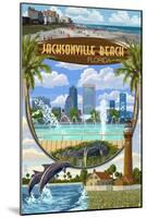 Jacksonville Beach, Florida - Montage Scenes-Lantern Press-Mounted Art Print