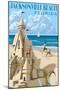 Jacksonville Beach, Florida - Sandcastle Scene-Lantern Press-Mounted Art Print