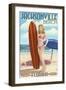 Jacksonville Beach, Florida - Surfer Pinup Girl-Lantern Press-Framed Art Print