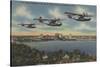 Jacksonville, FL - Navy Bombers over St. John's Rv.-Lantern Press-Stretched Canvas