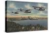 Jacksonville, FL - Navy Bombers over St. John's Rv.-Lantern Press-Stretched Canvas