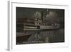 Jacksonville, FL - Night View St. Johns River Boat-Lantern Press-Framed Art Print