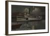 Jacksonville, FL - Night View St. Johns River Boat-Lantern Press-Framed Art Print