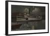 Jacksonville, FL - Night View St. Johns River Boat-Lantern Press-Framed Art Print