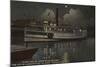 Jacksonville, FL - Night View St. Johns River Boat-Lantern Press-Mounted Art Print