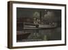 Jacksonville, FL - Night View St. Johns River Boat-Lantern Press-Framed Art Print