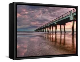 Jacksonville, Fl: Sunrise Colors the Skies at the Pier-Brad Beck-Framed Stretched Canvas