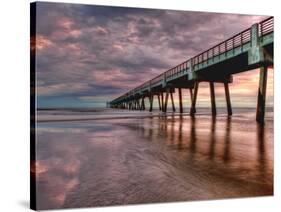 Jacksonville, Fl: Sunrise Colors the Skies at the Pier-Brad Beck-Stretched Canvas
