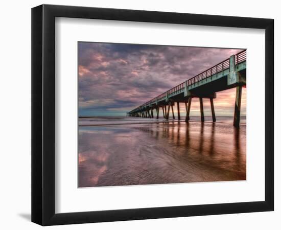 Jacksonville, Fl: Sunrise Colors the Skies at the Pier-Brad Beck-Framed Photographic Print