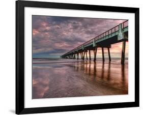 Jacksonville, Fl: Sunrise Colors the Skies at the Pier-Brad Beck-Framed Photographic Print