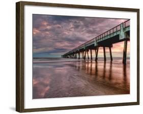 Jacksonville, Fl: Sunrise Colors the Skies at the Pier-Brad Beck-Framed Photographic Print