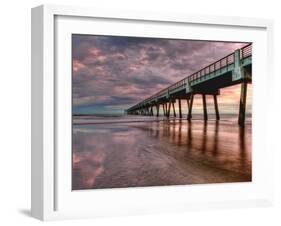 Jacksonville, Fl: Sunrise Colors the Skies at the Pier-Brad Beck-Framed Photographic Print